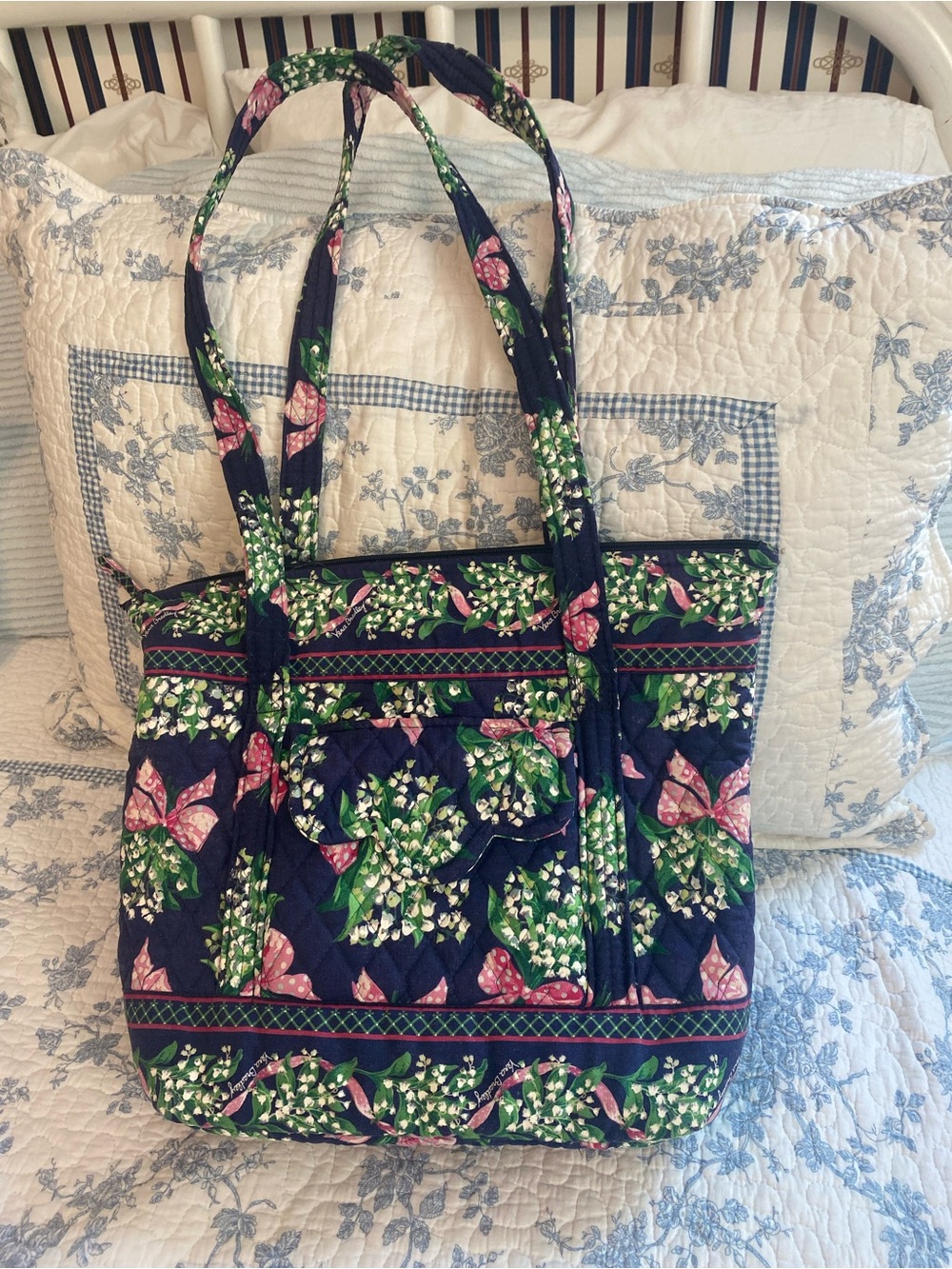 Vera Bradley Vintage Return to Happiness Floral Villager Tote Shoulder Bag